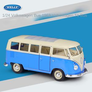 Welly 1:24 Volkswagen 1963T1 <span class=keywords><strong>BUS</strong></span>, modèle de voiture en métal de collection, simulation de fourgon, voiture en alliage moulé sous pression, véhicules - Product Image 5