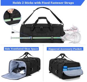 Lacrosse Bag Holds 2 Sticks and <b>Shoes</b>, Lacrosse Equipment Backpack with External Helmet <b>Holder</b> and Multi Pockets - Product Image 3