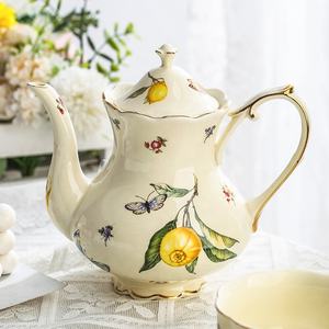 Tetera de café Vintage, taza de té de la tarde francesa de lujo de cerámica y platillo, juego de limón de porcelana de 2 tazas con tetera - Product Image 3