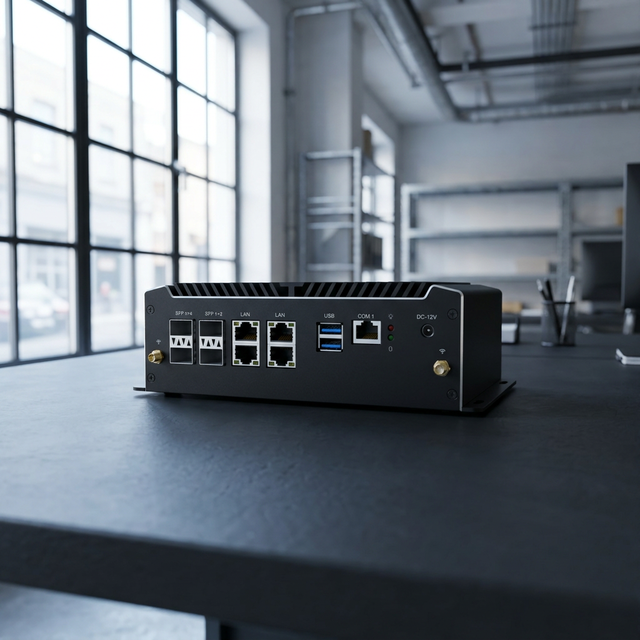 Fanless Industrial Mini Computer Intel Atom C3758/C3958 SFP+ 10G 4x 2.5G LAN COM Console SIM Slot Network Edge Gateway