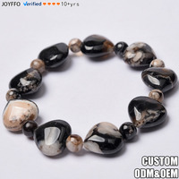 JOYFFO Nouveau Bracelet Cœur en Agate Fleur de Cerisier Noire Naturelle en Gros pour la Fabrication de Bijoux et Cadeaux