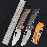 Couteau de poche pliant en acier 14C28N avec manche G10, trou pour le pouce, couteau de camping et de chasse portable EDC avec clip de transport