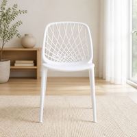 Chaise d'appoint moderne en plastique tressé sans accoudoirs, dossier ajouré en treillis, pour salle à manger, cuisine, café, restaurant