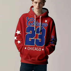 Chicago n° <span class=keywords><strong>Sweat</strong></span> à capuche pour homme et garçon, hiver 23, numéro personnalisé, sublimation, 100% polyester, séchage rapide, respirant, écologique - Product Image 1