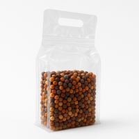 Sac à collation Doypack compostable transparent de qualité alimentaire avec fermeture à glissière et poignée Pochette en plastique réutilisable pour noix et fruits