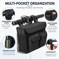Mydays Panier de rangement multi-poches à suspendre à l'avant pour scooter électrique et vélo, avec pochette pour ordinateur portable et porte-gobelet