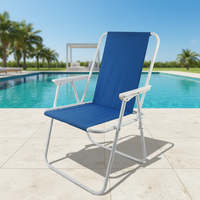 Chaise de camping inclinable portable d'extérieur avec accoudoirs, respirante, légère, pliable, chaise à ressort, chaise de plage haute pour le dos