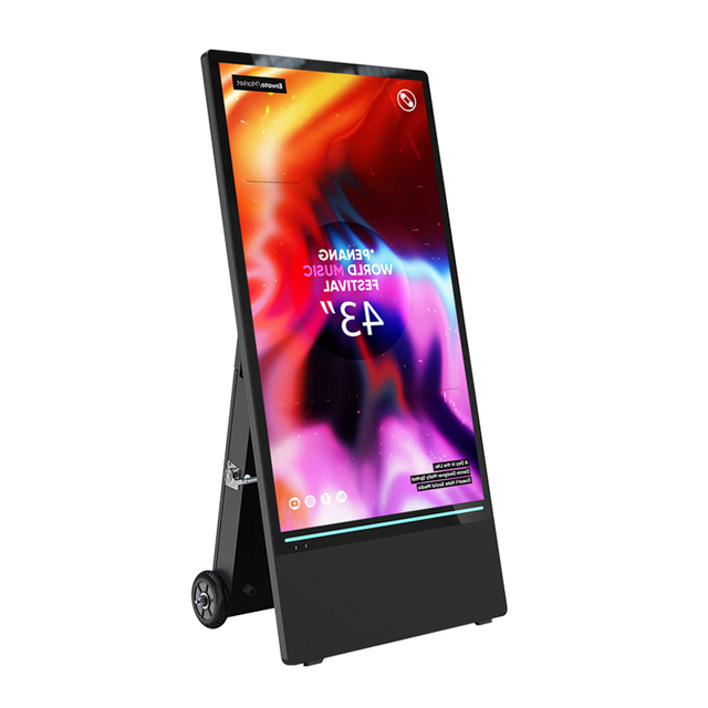 Portable 32 Inch Floor Standing Outdoor Battery Powered & Removable Waterproof Digital Signage Touch Screen Advertising Player