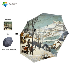 <span class=keywords><strong>Parapluie</strong></span> automatique à peinture à l'huile, pliable, double, extra-large, résistant aux intempéries, pour hommes et femmes, anti-UV, anti-soleil - Product Image 1