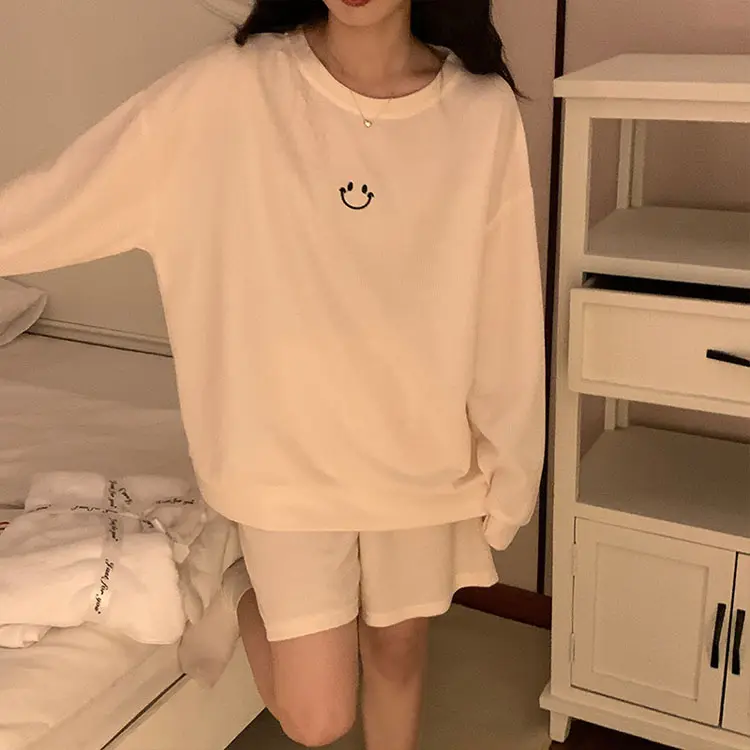 귀여운 잠옷 여름 Pjs 부드러운 Loungewear 잠옷 De Dama Pillama Mujer 소녀 반바지 파자마 세트 잠옷 코튼 잠옷 여성용