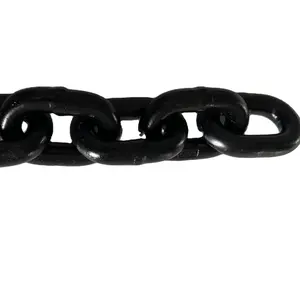 Catena di sollevamento catena ad anello nera lucida catena di sollevamento ad alta resistenza in acciaio al manganese zincato