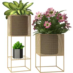 2021 demir altın ve siyah üçgen şekli pot standı saksı çiçeği bitki çiçek için saksı stand rafı