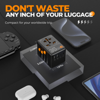 Adaptor Perjalanan Universal TESSAN, Adaptor Steker Internasional 35W 65W dengan 3 Port USB C dan 2 Port USB A untuk Pengisian Daya
