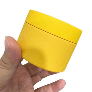 Custom Recycled 50g 100g pp Empty Frosted Soft Touch Yellow Body Scrub Butter Cream Containers Cosmetic <b>Plastic</b> <b>Jars</b> With Lid - Product Image 1