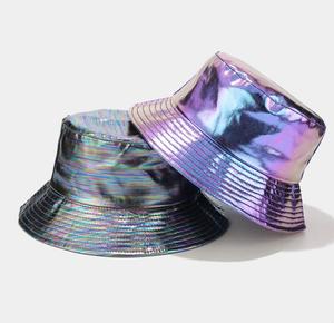Unisex Laser Metallic Fisherman Christmas Halloween <strong>Easter</strong> Bar Party Fashion Holographic Sun <strong>Hat</strong> Rave Carnival Bucket Cap Silver - Product Image 2