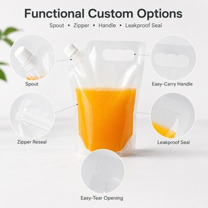 Bolsa de líquido biodegradable, bolsa de agua de pie con pico, bebidas energéticas, comida de bebé, jugo, <span class=keywords><strong>Capri</strong></span>, bolsa de sol, cremallera, número de modelo liso - Product Image 5