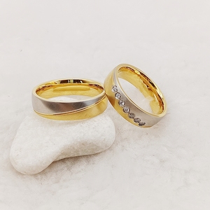 Personalizado dos tonos 18K chapado en oro titanio 925 <span class=keywords><strong>plata</strong></span> esterlina amantes alianzas boda aniversario banda <span class=keywords><strong>pareja</strong></span> anillos clásico - Product Image 4