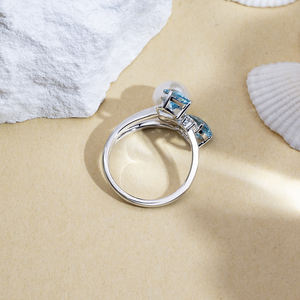 แหวนเมสซี่ จิวเวลรี่ รุ่น MSR-1632 ทอง 18K รูปทรงลูกแพร์ ประดับพลอยอะความารีนและไข่มุกน้ำจืด - Product Image 4