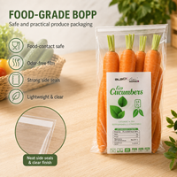 Hoge kwaliteit, transparante, food grade verpakking voor groenten en fruit, platte zak, op maat gemaakt logo, duurzame BOPP zelfklevende zak