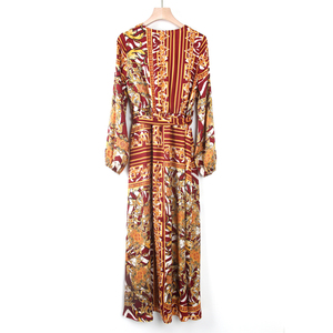 Venta al por mayor de moda vestido de falda de algodón de las mujeres, ropa casual oem damas maxi Vestido de manga larga - Product Image 6