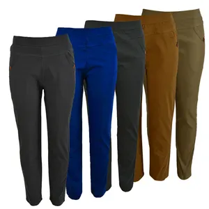 2023 Custom Damesbroek Van Hoge Kwaliteit Pantalonen Spandex Chino Broek Elastische Taille Casual De Mujer Womens Geweven Recht