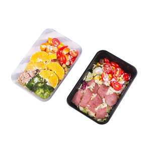 LOKYO Custom printed black plastic microwave food container storage disposable to go food container for restaurant