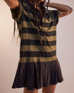 Nuovo Abito <span class=keywords><strong>Polo</strong></span> Oversize da <span class=keywords><strong>Donna</strong></span> alla Moda, a Righe, Mezza Manica, Orlo Svasato, Casual Estivo, Ampio con Colletto a V, Comodo per l'Uso Quotidiano - Product Image 4