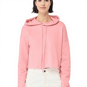 Sudadera Corta Rosa para Mujer, de Color Sólido, Manga Larga, Tejida en Algodón, para Otoño - Product Image 4