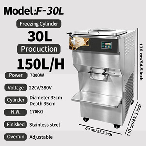 เครื่องทำเจลาโตแบบต่อเนื่องขนาด 30 ลิตร พร้อมระบบควบคุมปริมาณการผลิตแบบปรับได้ เครื่องทำไอศกรีมแบบแนวตั้งสไตล์อิตาลี มีจำหน่าย - Product Image 2