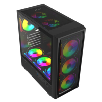 Boîtier PC Gaming ATX de Niveau Débutant avec Panneau Avant en Maille Métallique ABS et Fenêtre en Verre Trempé, Vente en Gros, 24 Ans d'Expérience en Usine
