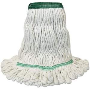 Tête de balai serpillère moyenne premium Boardwalk BWK502WHNB, blanche (12/carton) - Fabriquée en fibres de coton/rayonne - Product Image 1