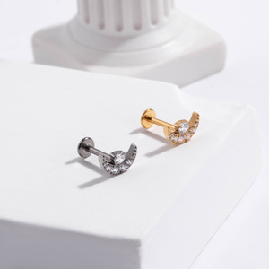 <strong>High</strong> <strong>Quality</strong> G23 Titanium F136 Geometric Zircon Moon Cartilage Earrings Piercing <strong>Jewelry</strong>