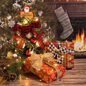 크리스마스 삼 베 리본 롤 크리스마스 트리 리본 자동차 트럭 레드 격자 무늬 크리스마스 선물 포장 DIY 활 공예 - Product Image 5