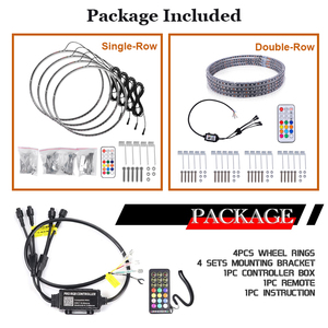 <span class=keywords><strong>Kit</strong></span> de 4 Anneaux Lumineux LED RGB pour Jantes de 14 Pouces, Effet Néon Chasing, Contrôle via Application Bluetooth pour Jeep - Product Image 6
