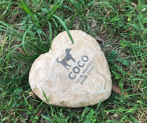 Pierre commémorative pour animaux domestiques, marqueur personnalisé en résine, avec bijou et empreinte de patte, perte de chien, cadeau en forme de cœur, pour <span class=keywords><strong>le</strong></span> <span class=keywords><strong>jardin</strong></span> - Product Image 4