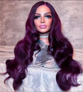 Brésilienne vierge cuticule aligné perruques cheveux humains 13x4 dentelle avant vague de corps violet <span class=keywords><strong>couleur</strong></span> 100% perruque de cheveux humains pour les femmes noires - Product Image 2