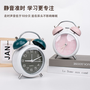 Alarm <b>Clock</b> Quartz Movement Circular Shape With Snooze Function For Bedroom Desk Use - Product Image 4