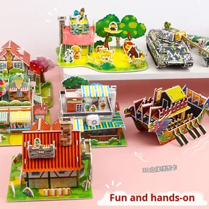 Kreative 3D-Karikatur DIY 3-6 Jahre altes Lernspiel zeug Büttenpapier Puzzle Frühes Lern geschenk für Kinder Großhandel - Product Image 4