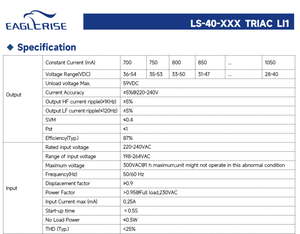 Giá tốt nhất eaglerise LS-40-XXX TRIAC li1 Series <span class=keywords><strong>LED</strong></span> chiếu sáng AC-DC cung cấp điện TRIAC mờ hệ số công suất 0.95 nhôm trường hợp - Product Image 3