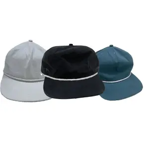 Chapeau de sport d'été pas cher personnalisé impression 3D logo brodé bord plat 5 panneaux nylon uni snapback corde chapeau non structuré homme