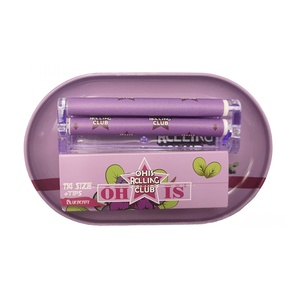 OHIS 3 in 1 Portable Tobacco <b>Rolling</b> <b>Kit</b> Gift Combo Including Small Metal Tray Organic <b>Rolling</b> Paper Manual Roller Smoking Set - Product Image 4