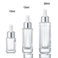 Lot de 6 fioles compte-gouttes en verre avec compte-gouttes or rose, bouteilles plates et carrées, vente en gros, 10ml, 15ml, 30ml