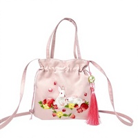 Sac fourre-tout brodé de style chinois, accessoire vintage Hanfu, sac à main à bandoulière brodé floral Su pour femmes
