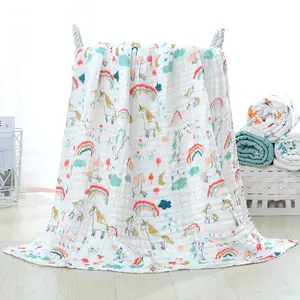 Kustom katun 100% lapis kain kasa Floral comforter bayi baru lahir kain kasa bayi keamanan set selimut katun organik senar