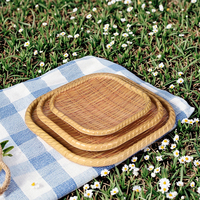 Assiette de fruits créative en mélamine bambou, vaisselle en rotin, plats alimentaires cuits pour barbecue