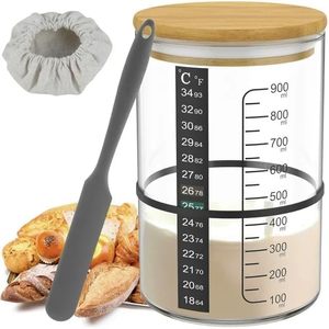 Frasco de Vidrio Ecológico y Duradero de 24 oz para Fermentación de Pan, con Tapa de Bambú, Boca Ancha, Kit de Utensilios para Hornear - Product Image 1
