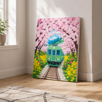 Kit de Peinture par Numéros Moderne avec Paysage de Sakura Imprimé Numériquement, Cadre en Toile de Coton, Décoration d'Intérieur, Cadeau de Noël