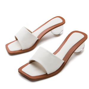 Sandalias de tacón redondo de cristal para mujer, tallas 35-43, para verano, playa, con punta abierta, chanclas - Product Image 5