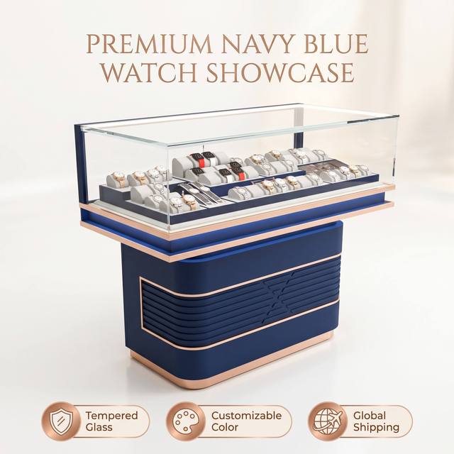 Elegant Watch Display Case with Microfiber Interior and LED for Luxury Jewelry Mall