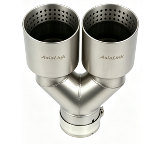 Embout d'échappement AsiaLink en acier inoxydable 304, double sortie, neuf, silencieux double - Product Image 2